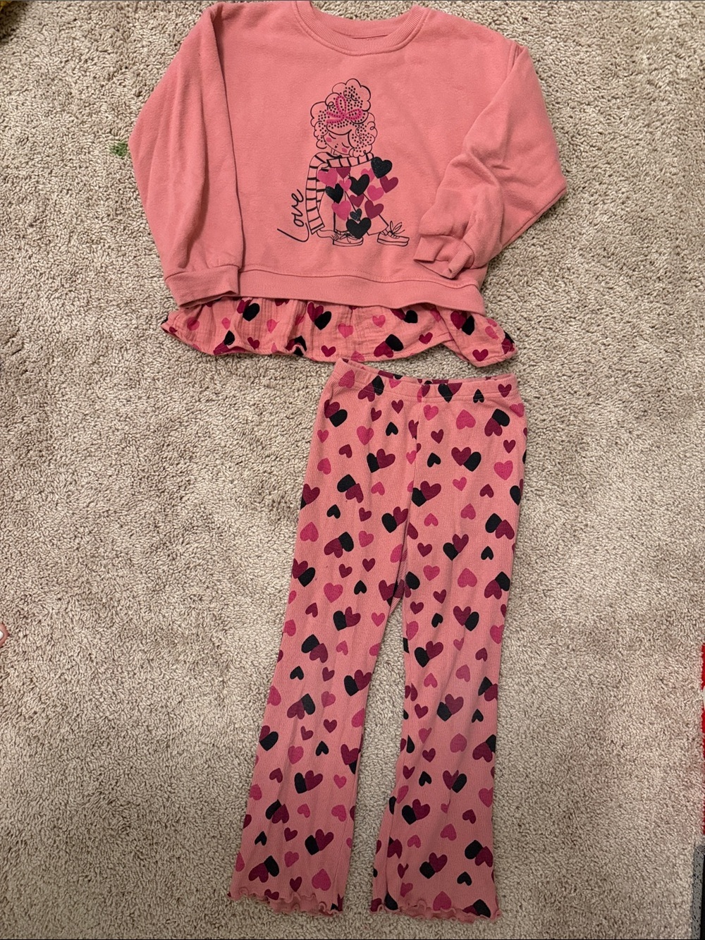 wonder nation Pink Heart Ruffle wide leg bottom Set size 6